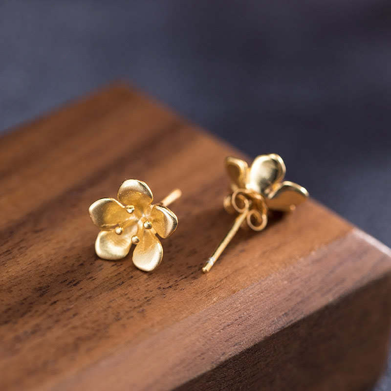 925 Sterling Silver Golden Peach Blossom Balance Earrings