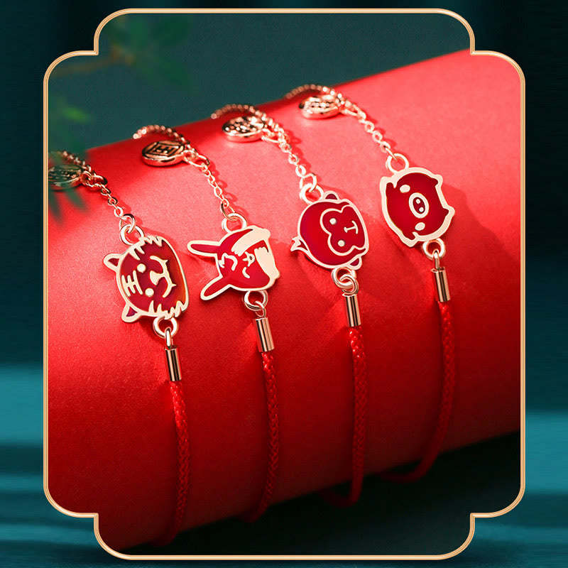 925 Sterling Silver Color-changing Chinese Zodiac Luck Protection Red String Chain Bracelet