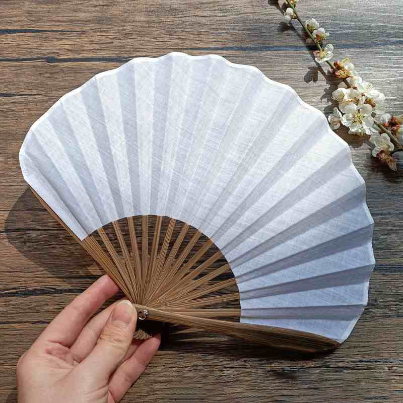 Retro Solid Color Shell Shape Handheld Bamboo Folding Fan