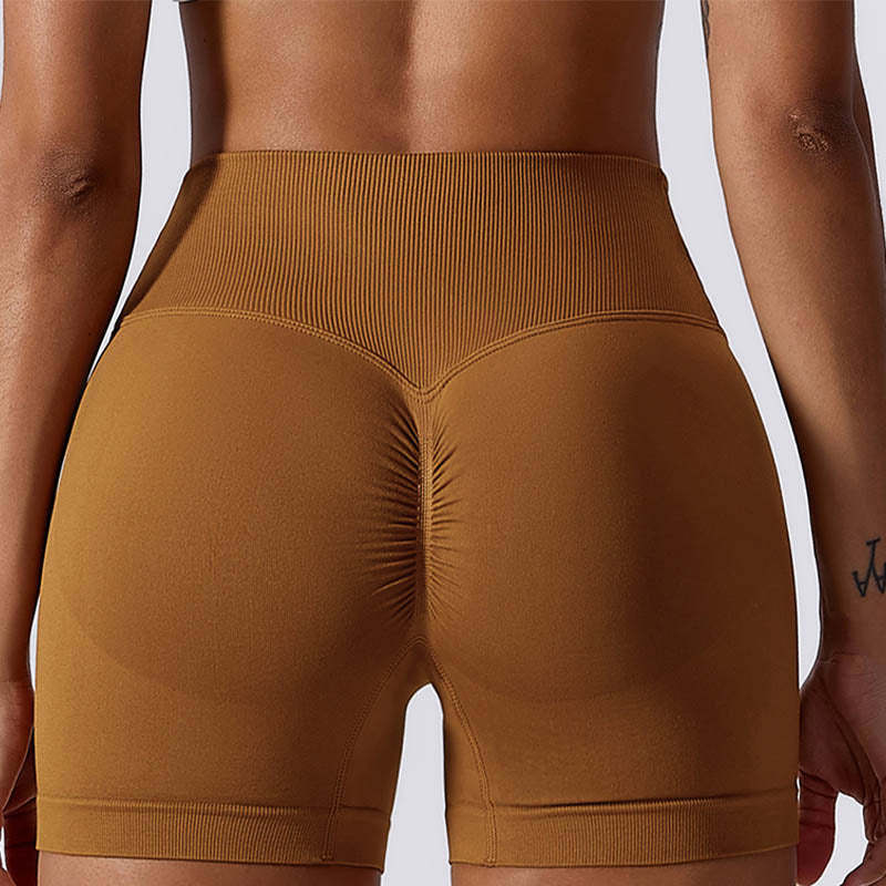 Women Seamless High Elasticity Sports Fitness High Waist Yoga Workout Shorts