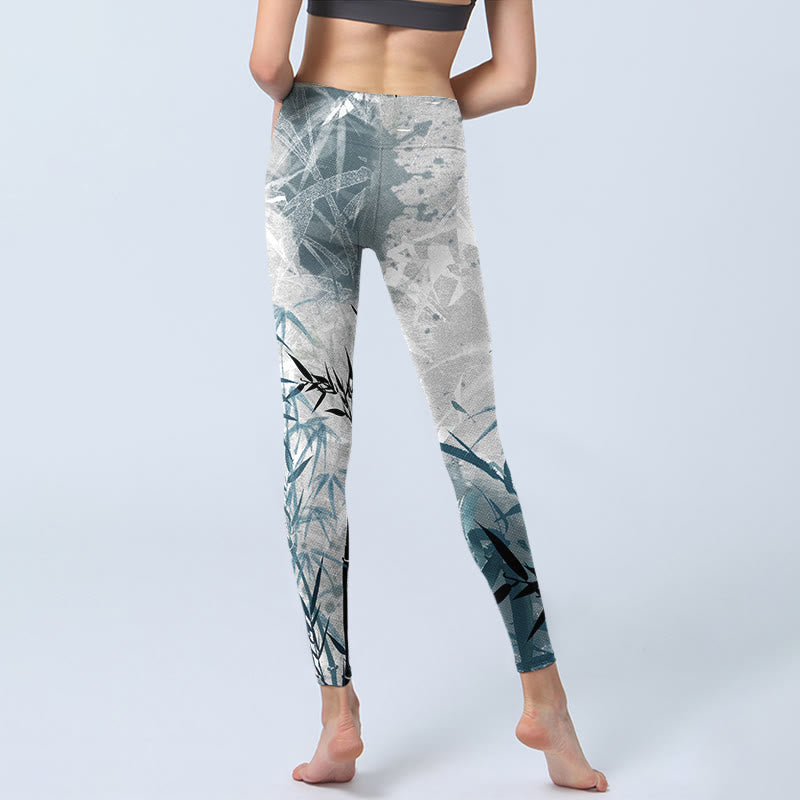 Bamboo Print Gym Leggings Women's Yoga Pants