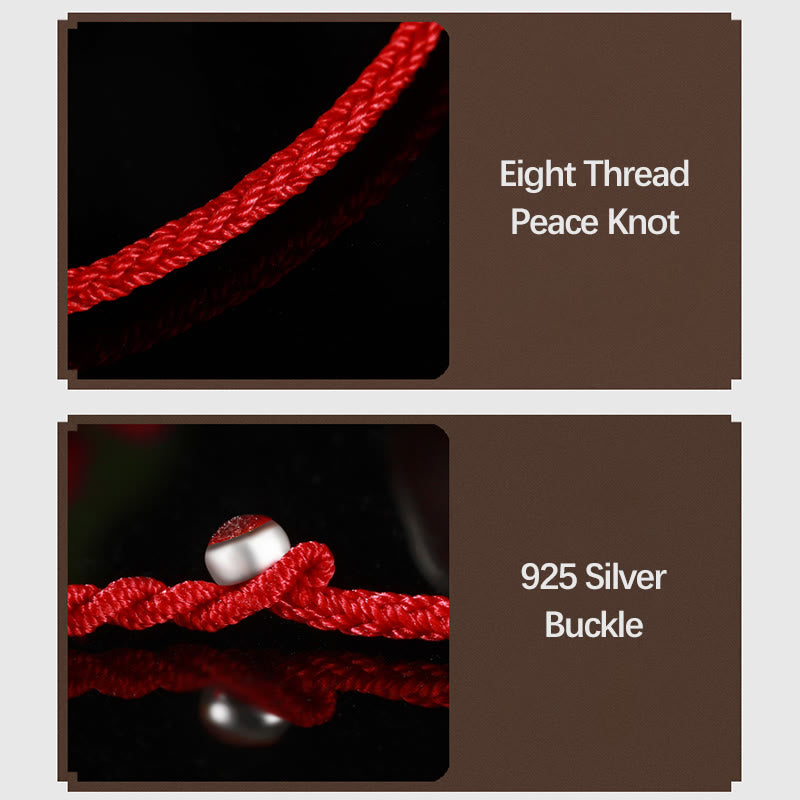 999 Gold Lucky Bead Eight Thread Peace Knot Red Rope Bracelet
