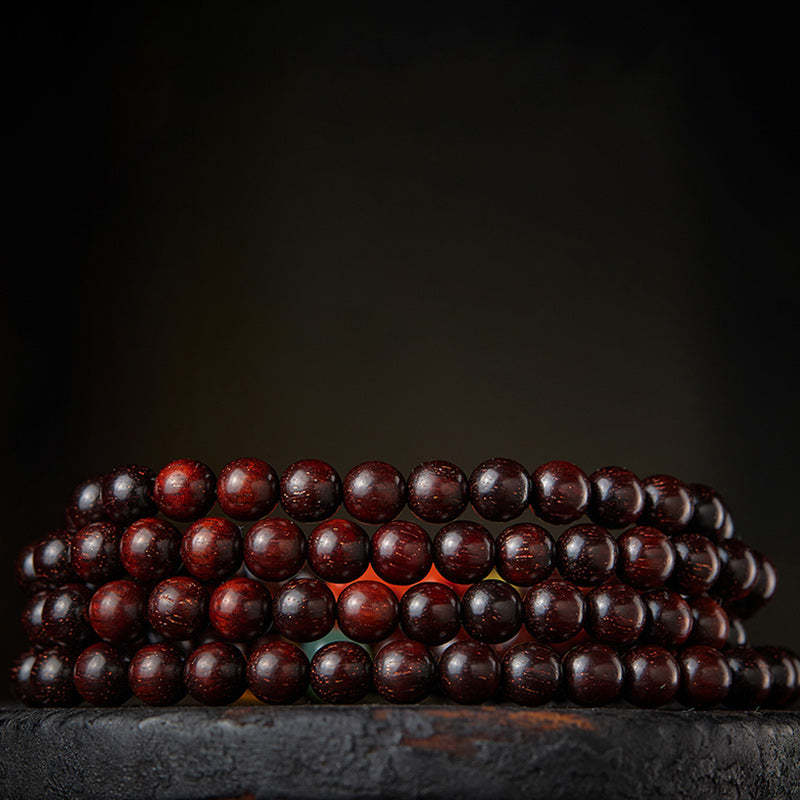 Chinese Zodiac Natal mystic zen 108 Mala Beads Small Leaf Red Sandalwood Red Agate PiXiu Protection Bracelet