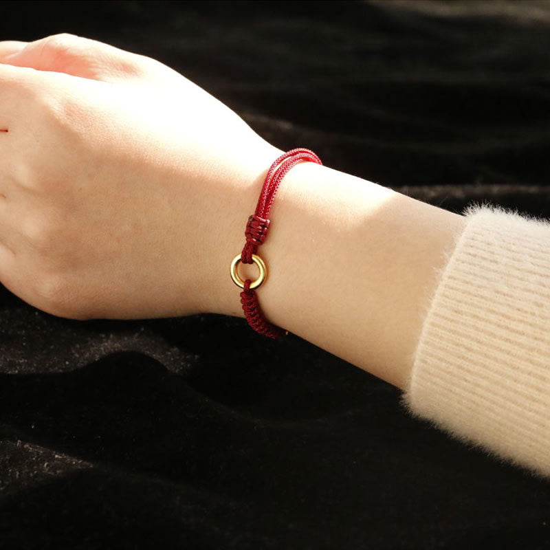 Alloy Peace Buckle Luck Red String Bracelet
