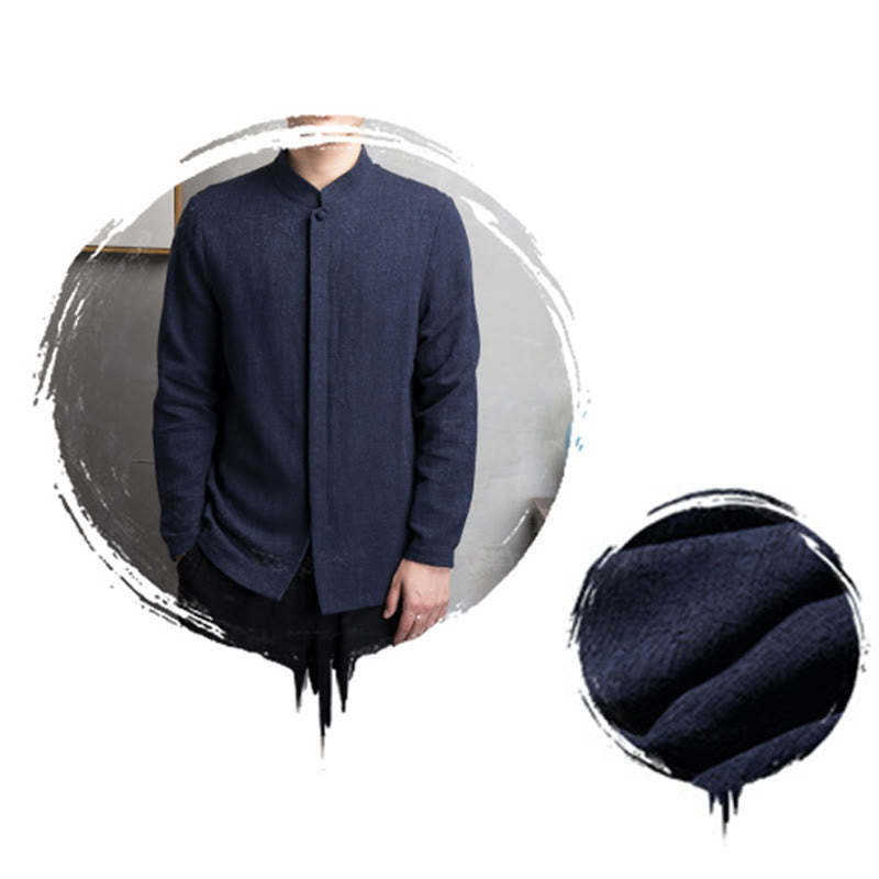 Solid Color Chinese Tang Suit Cotton Linen Jacket Men Clothing