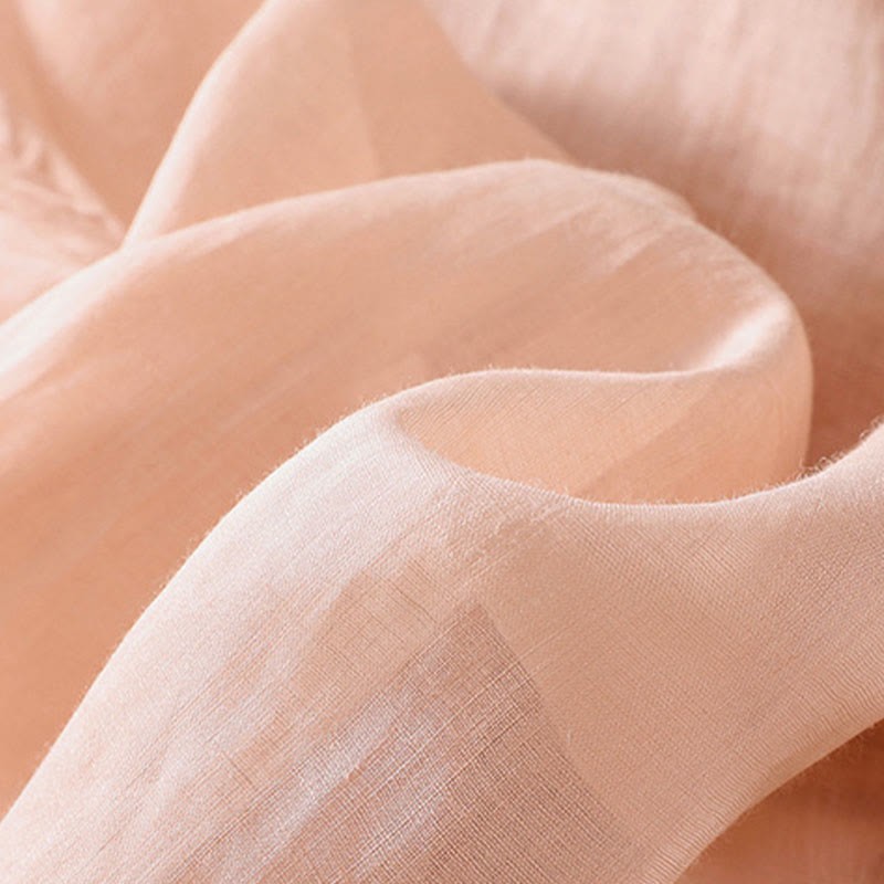 Artistic Plain Floral Embroidered Design Crew Neck Puff Half Sleeve Cotton Linen Women's T-Shirt