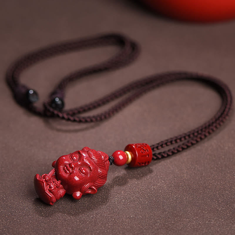 Chinese Zodiac Natal mystic zen Natural Cinnabar Amulet Keep Away Evil Spirits Necklace Pendant