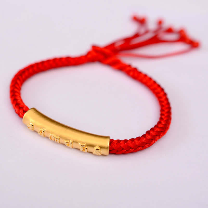 999 Sterling Silver Om Mani Padme Hum Protection Strength String Bracelet