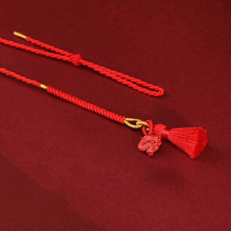 Natural Cinnabar Dragon Blessing Red String Belly Chain