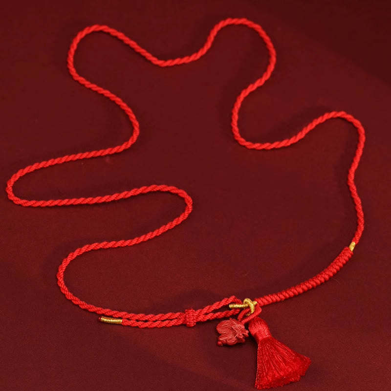Natural Cinnabar Dragon Blessing Red String Belly Chain