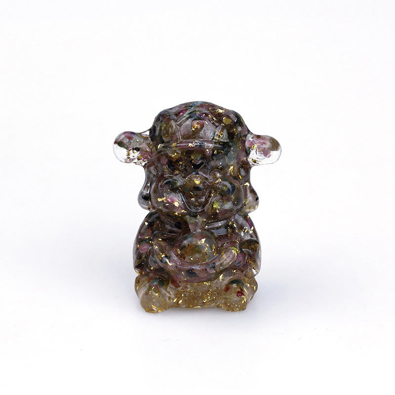 God of Wealth Amethyst Crystal Resin Energy Fortune Home Decoration