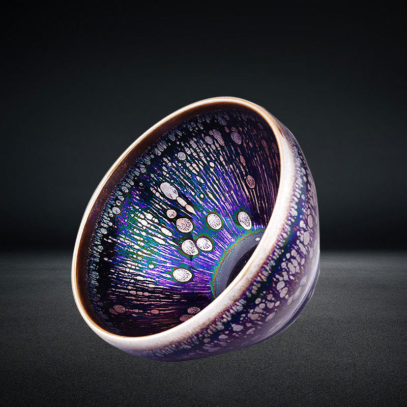 Handmade Chinese Jianzhan Purple Glaze Ceramic Teacup Ceramic Tenmoku Kung Fu Tea Cup