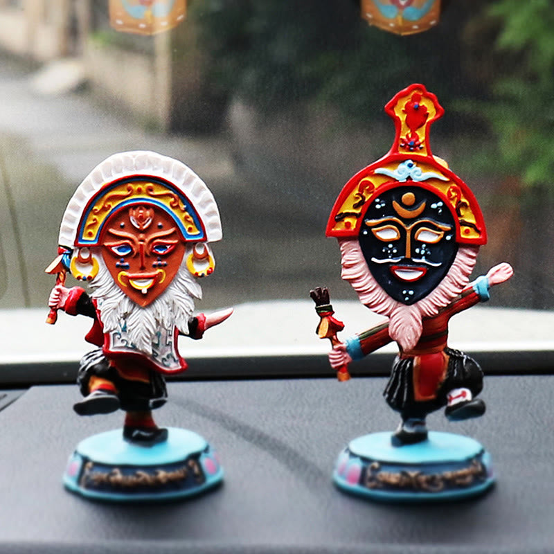 Tibetan Opera Face Mask Puppet Home Office Car Decoration Ornament