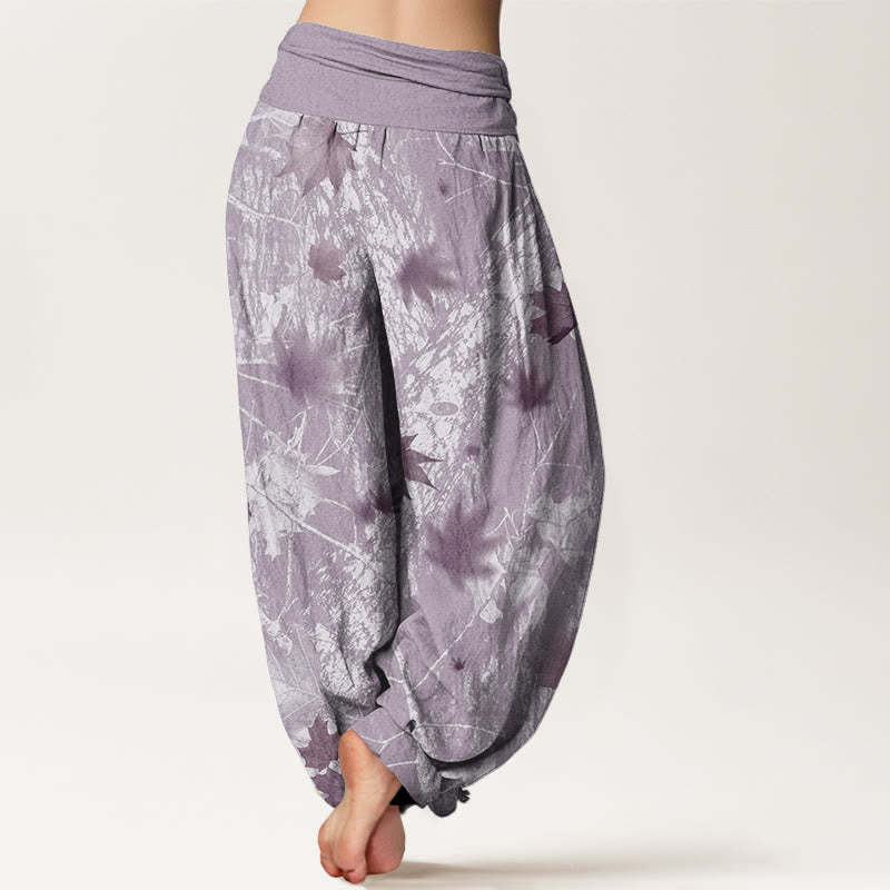 Maple Leaves And Branches Pattern Women's Elastic Waist Harem Pants