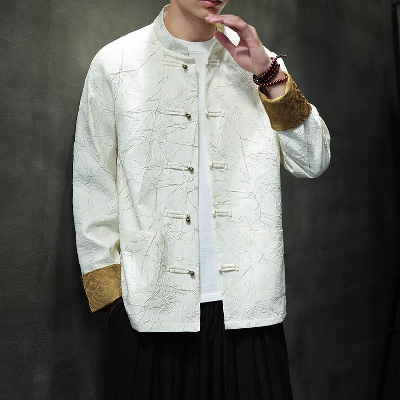 Tang Suit Casual Frog-button Long Sleeve Nylon Men's Jacket Shirt Clothing
