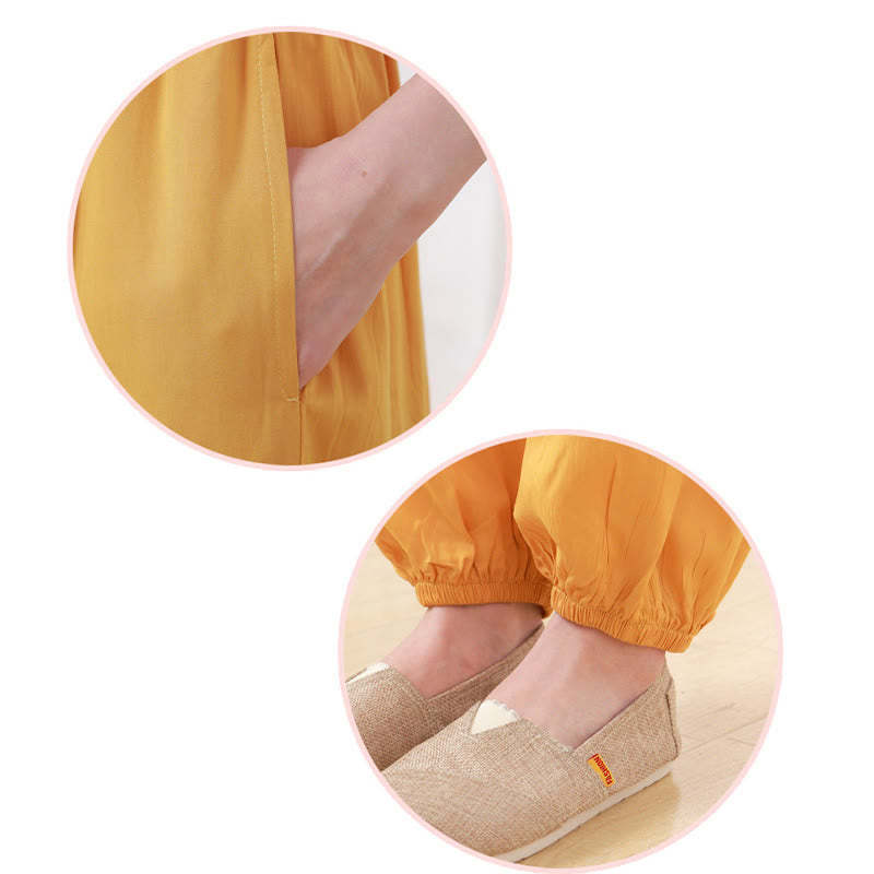 2Pcs Half Sleeve T-Shirt Pants Meditation Zen Tai Chi Cotton Linen Clothing Unisex Set