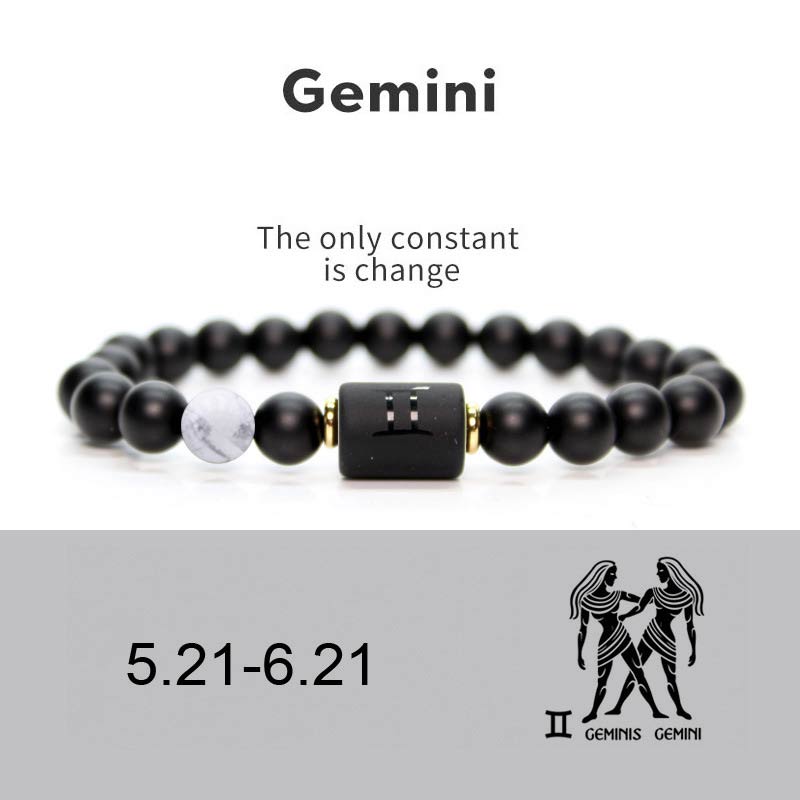 12  Constellations of the Zodiac Black Onyx Adjustable Bracelet