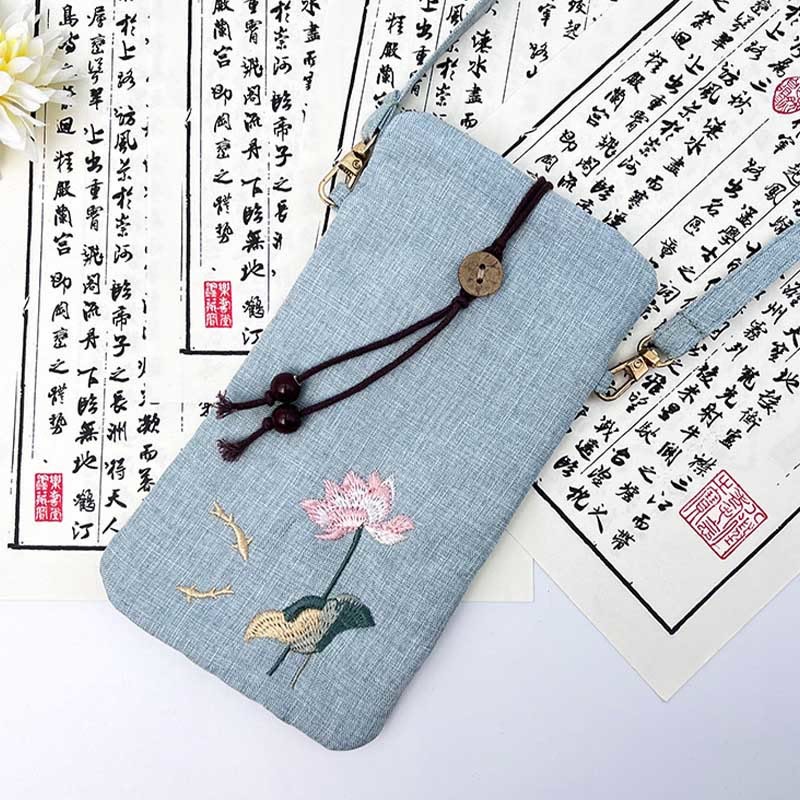 Small Embroidered Flowers Crossbody Bag Shoulder Bag Cellphone Bag 11*20cm