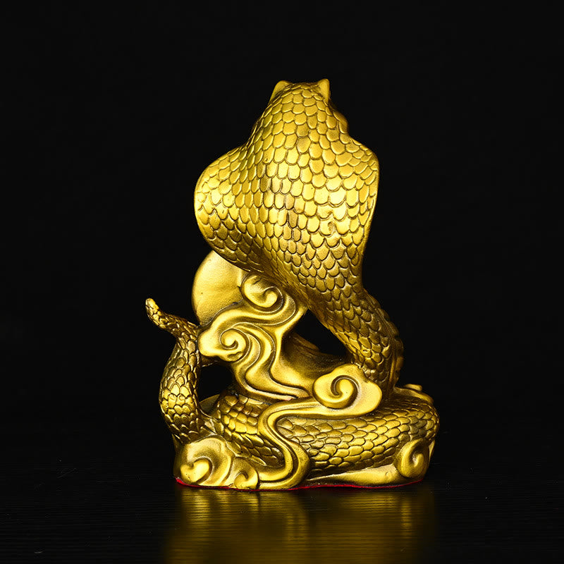 Year Of The Snake Fu Character Auspicious Clouds Fortune Brass Home Statue Decoration