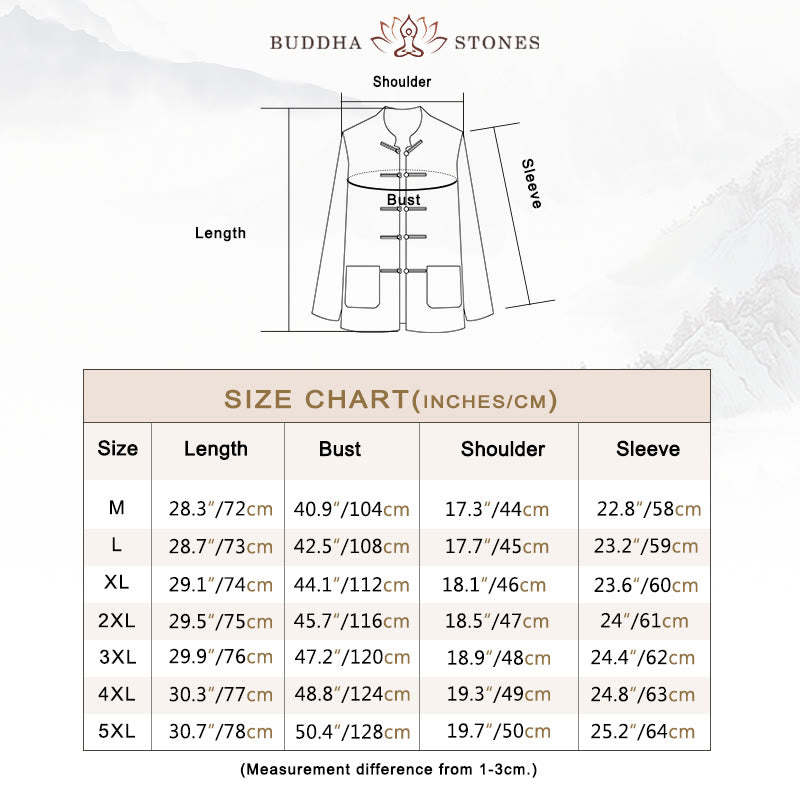 Men's Tang Long Sleeve Shirt Frog Button With Pocket Stand Collar Comfort Linen Shirt