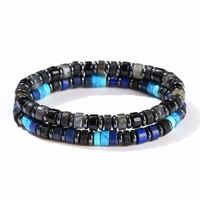 Hematite Turquoise Lazurite Lava Rock Black Glitter Stone Support Bracelet