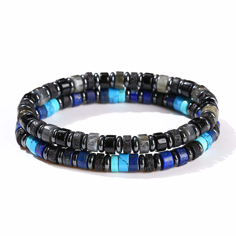 Hematite Turquoise Lazurite Lava Rock Black Glitter Stone Support Bracelet