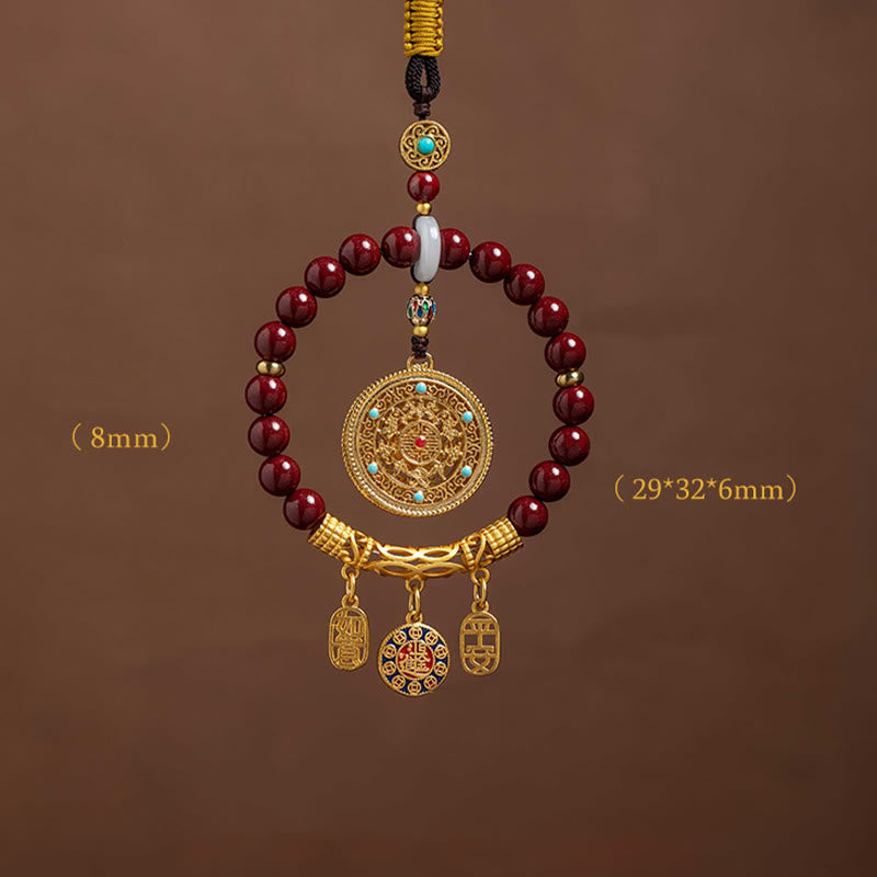 Natural Cinnabar Wish Ruyi Peace Blessing Car Hanging Decoration