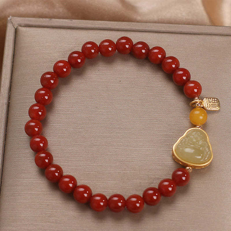 Laughing mystic zen Red Agate Jade Confidence Bracelet