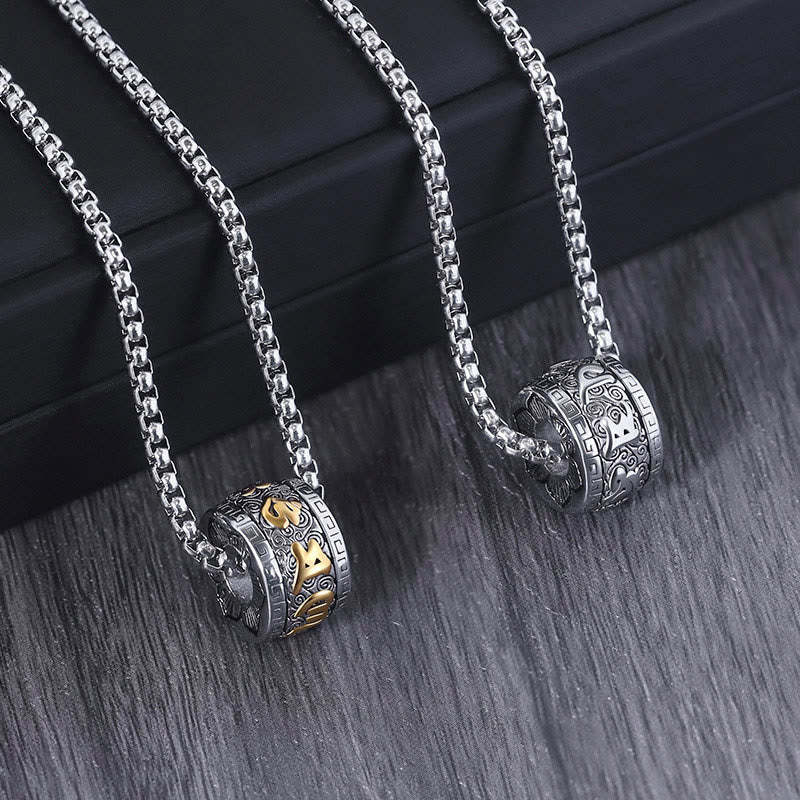 Tibetan Om Mani Padme Hum Titanium Steel Peace Necklace Pendant