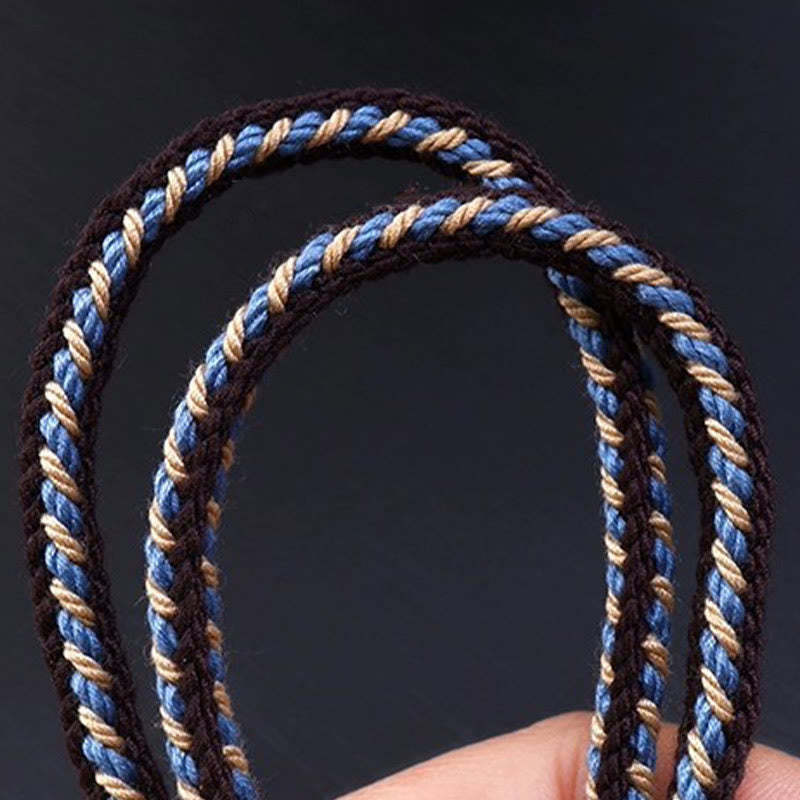 Tibetan Nine-eye Dzi Bead Protection Braided Rope Necklace Pendant