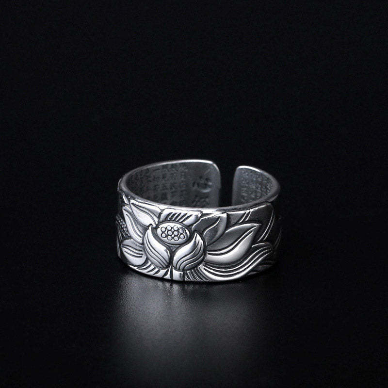 Tibetan Lotus White Copper Enlightenment Ring