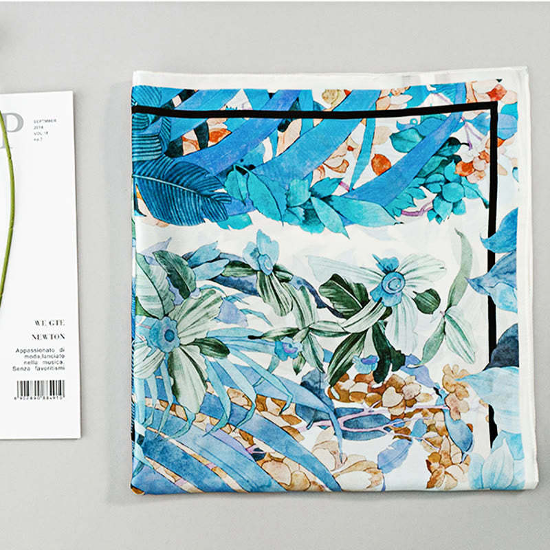 Jungle Oil Painting Auspicious Clouds 100% Mulberry Silk Scarf Premium Grade 6A Double-sided Silk Neck Scarf