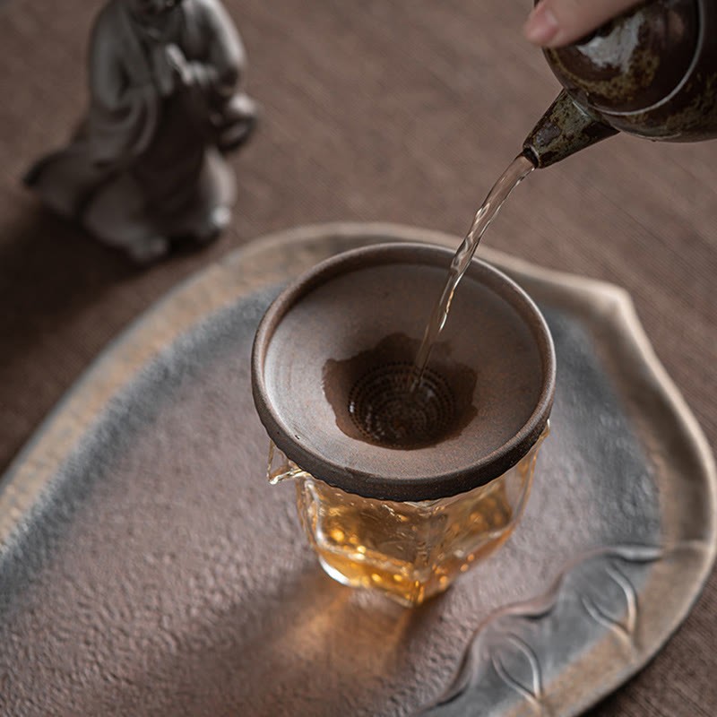 Little Brown Monk Hat Strainer Ceramic Tea Accessories Figurine Zen Home Desk Decoration