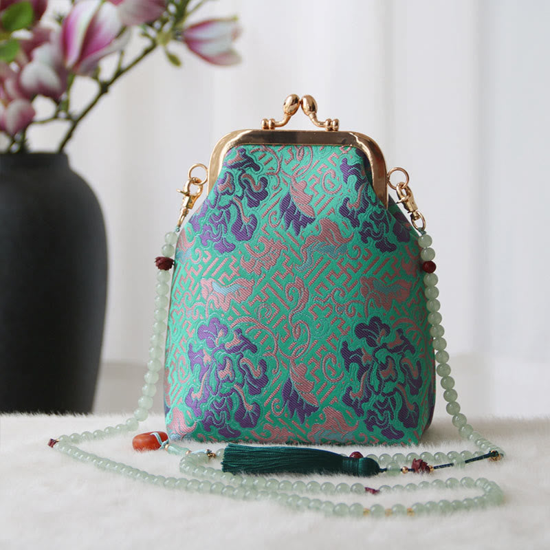 Retro Chinese Embroidery Pearl Chain Crossbody Bag Shoudler Bag