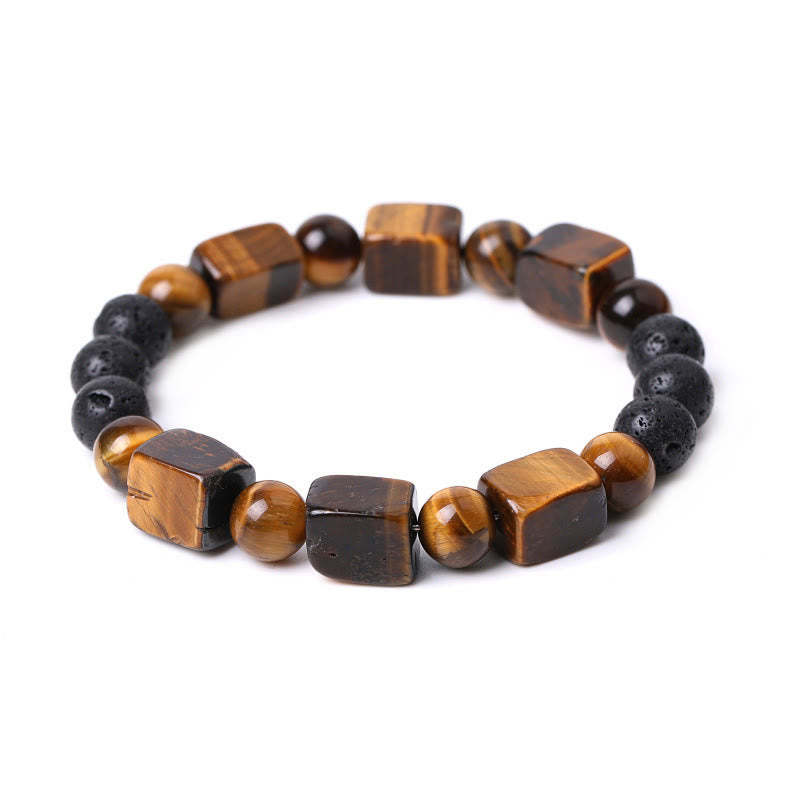 Various Crystals Cube Amethyst Lava Rock Support Bracelet