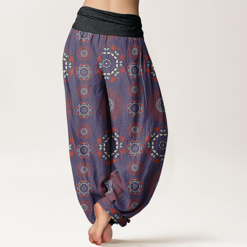 Mandala Flowers Design Women's Elastic Waist Harem Pants