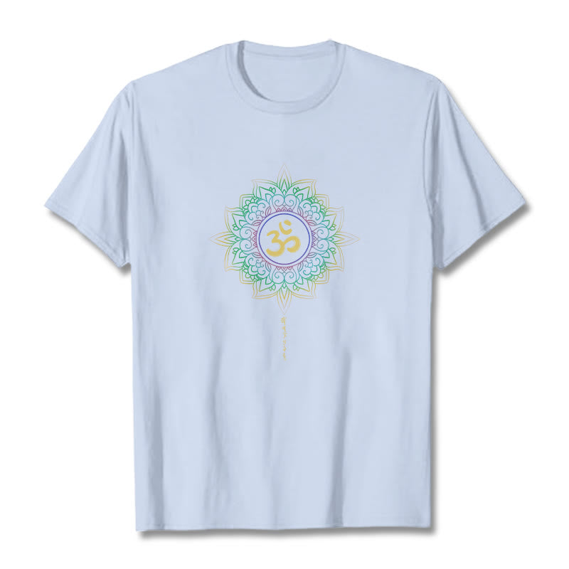 OM Yellow Green Gradient Lotus Cotton Tee T-shirt
