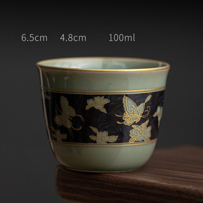 Butterfly Flower Lotus Koi Fish Plum Blossom Ceramic Teacup Kung Fu Tea Cup 100ml