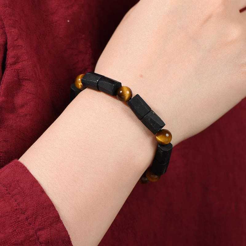 Natural Black Tourmaline Tiger Eye Positive Bracelet