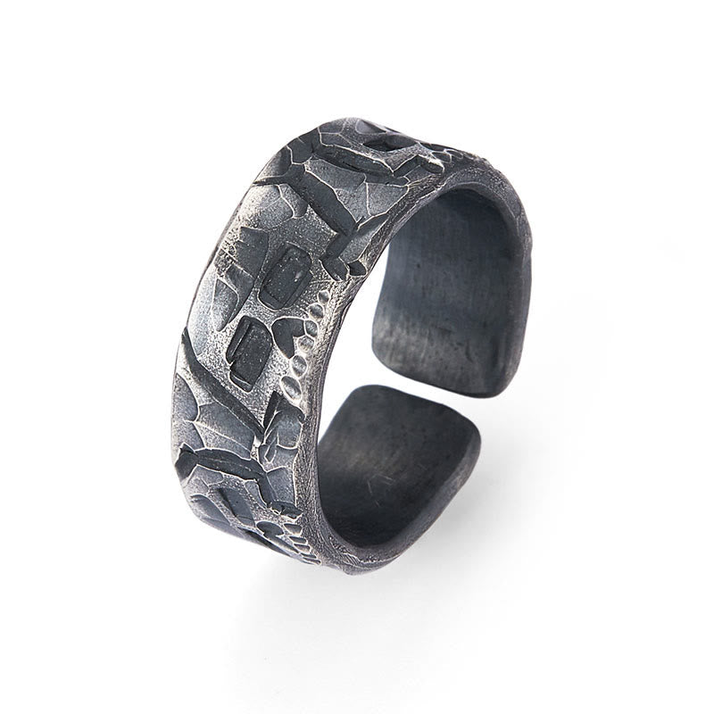 999 Sterling Silver Skeleton Pattern Handmade Blessing Ring