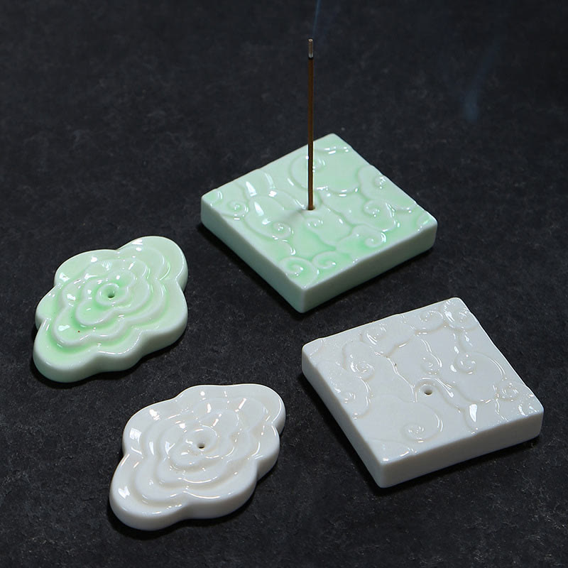 Mini Auspicious Clouds Design Healing Stick Ceramic Small Incense Burner Decoration