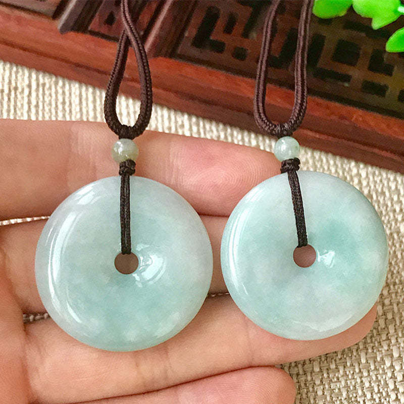 Round Jade String Luck Necklace Pendant