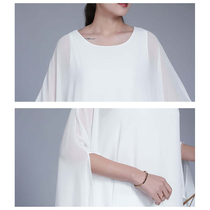 Simple Pattern Midi Dress Wide Leg Pants Meditation Spiritual Zen Practice Yoga Dance Clothing