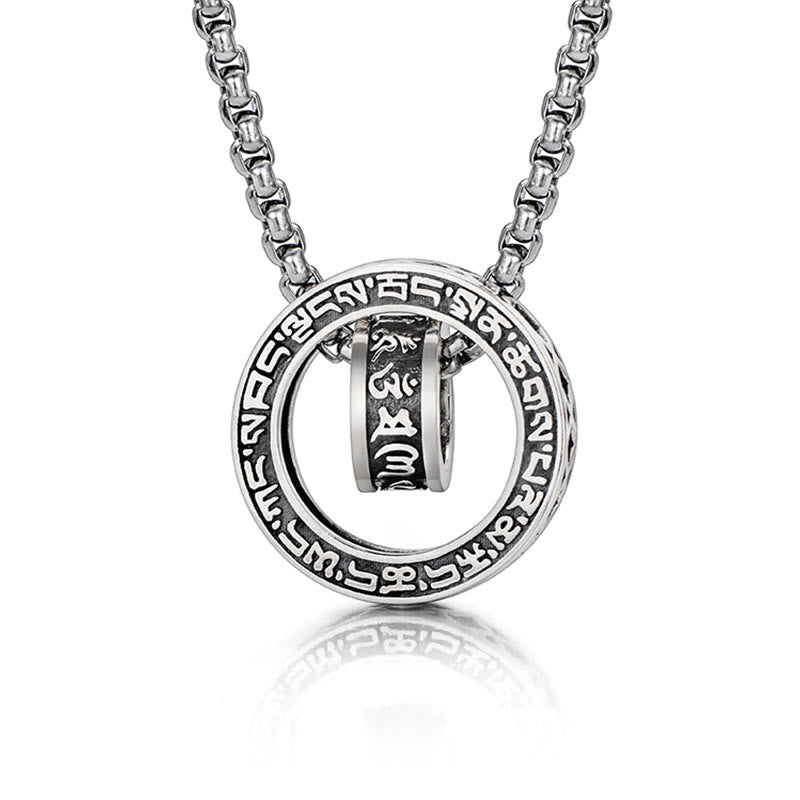 Tibetan Om Mani Padme Hum Carved Peace Purity Chain Necklace Pendant