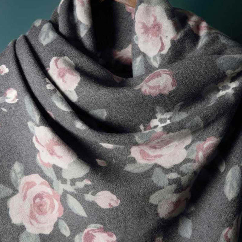 Tibetan Shawl Garden Rose Fall Winter Cozy Travel Scarf Wrap
