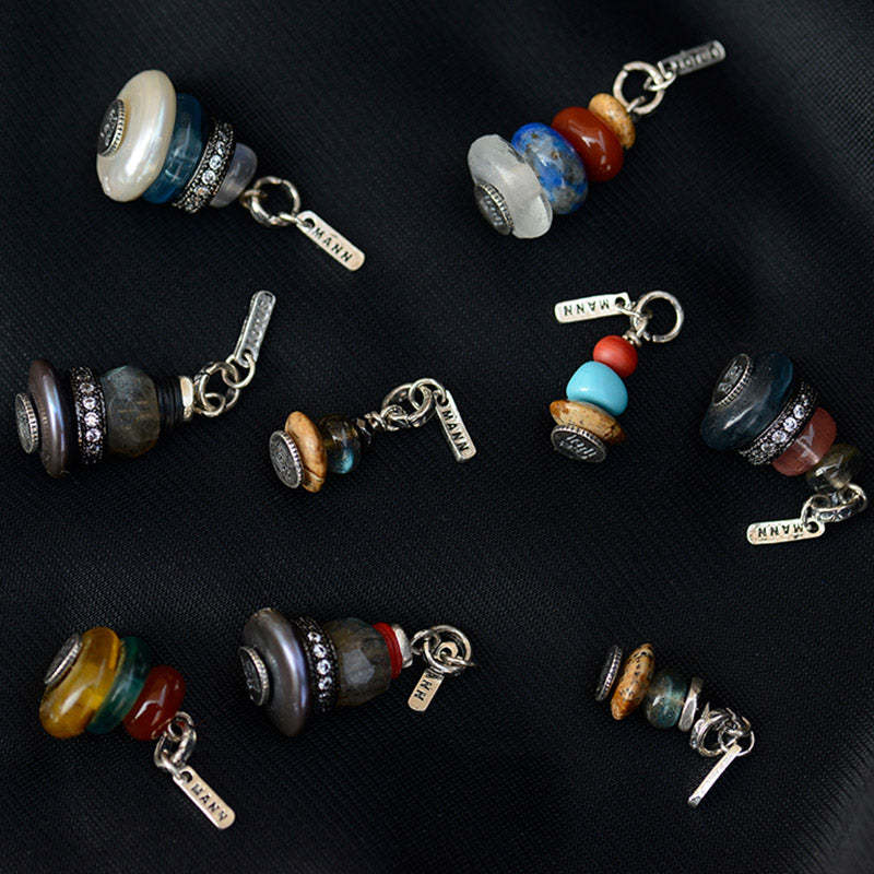 Zen Cairn Labradorite Various Crystals Calm Pendant Necklace