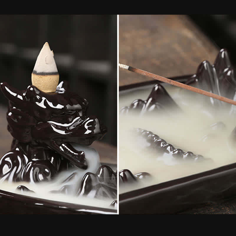 Dragon Mountain Strength Ceramic Incense Burner Decoration