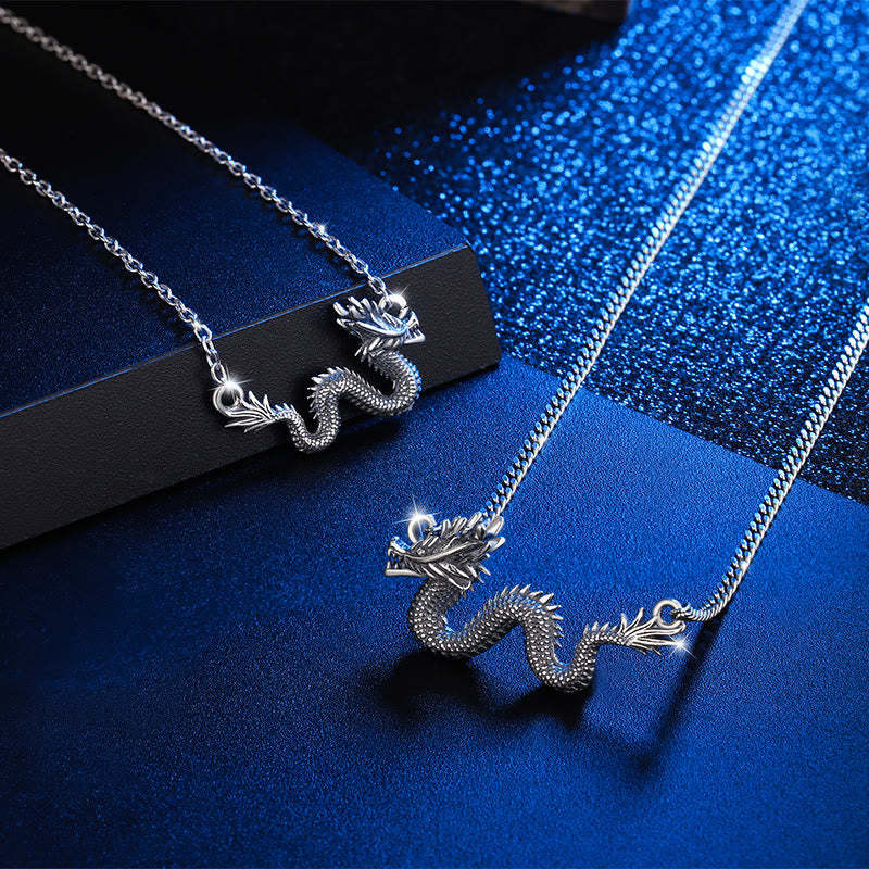 925 Sterling Silver Year Of The Dragon Auspicious Dragon Protection Chain Necklace Pendant(Extra 30% Off | USE CODE: FS30)