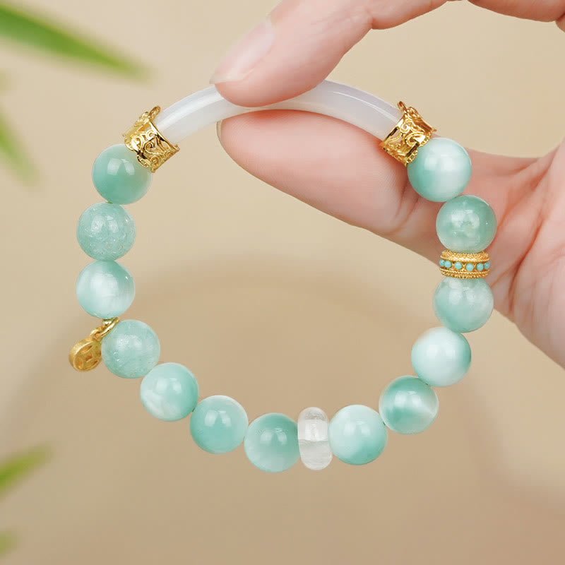 Natural Larimar Copper Coin Confidence Bracelet