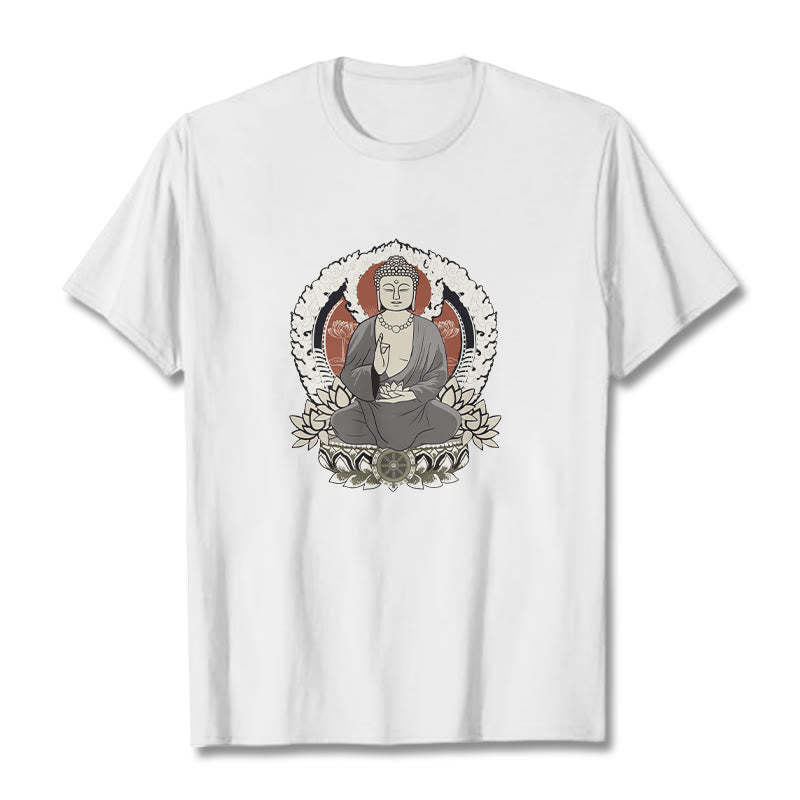 Meditating mystic zen Sitting With Lotus Pattern Tee T-shirt